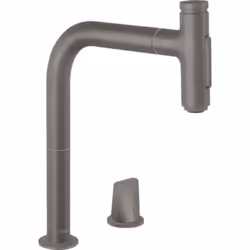 Robinet de cuisine encastré avec douchette Metris Select M71 200 sBox 2 jets noir chromé brossé