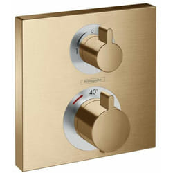 Façade pour mitigeur thermostatique encastré Ecostat Square avec robinet d'arrêt et inverseur bronze brossé - Hansgrohe