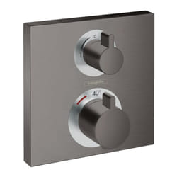 Façade pour mitigeur thermostatique encastré Ecostat Square avec robinet d'arrêt et inverseur noir chrome brossé - Hansgrohe