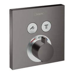 Façade pour mitigeur thermostatique encastré Hansgrohe ShowerSelect avec 2 fonctions noir chromé brossé