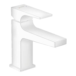 Mitigeur lavabo Metropol 100 poignée manette bec court, bonde Push-Open blanc mat - Hansgrohe