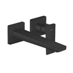 Mitigeur de lavabo encastré mural, bec 225mm, poignée manette, bonde à écoulement libre noir mat
