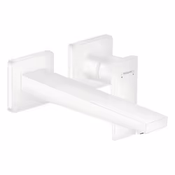 Mitigeur de lavabo encastré mural, bec 225mm, poignée manette, bonde à écoulement libre blanc mat
