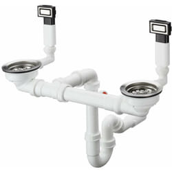 Hansgrohe - Vidage manuel pour évier 2 bacs D15-10 inox
