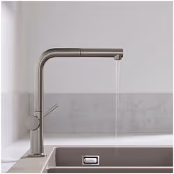 Robinet de cuisine avec douchette Talis M54 270 sBox aspect acier inox