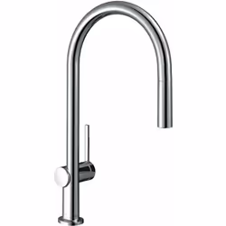Description générale Le mitigeur de cuisine HANSGROHE Talis M54 210 avec douchette extractible combine élégance et fonctionna ...