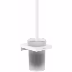 Balayette de toilette avec support carré Matériau : métal/verre finition de surface : blanc mat installation par perçage mura ...
