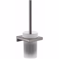 Balayette de toilette avec support carré Matériau : métal/verre finition de surface chrome noir brossé installation par perça ...