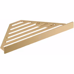 Description générale Étagère d'angle en métal de couleur bronze brossé, élégante et pratique, idéale pour organiser votre dou ...