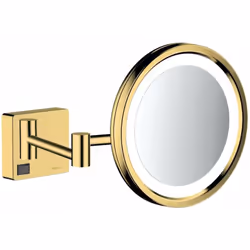 Miroir cosmétique mural avec éclairage LED matériau du cadre : métal / aspect doré poli diamètre : 217 mm grossissement 3x to ...