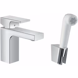 Mitigeur de lavabo avec douchette Bidette et flexible de douche conception : chrome montage monotrou levier de commande métal ...