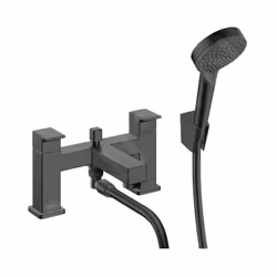 L’ensemble de douche pour baignoire comprend robinet Vario pour bord de baignoire finition : noir mat installation deux trous ...