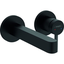 Mitigeur lavabo mural Hansgrohe Finoris 165 mm + bonde à écoulement libre Noir mat