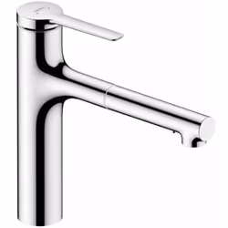 Mitigeur de cuisine Zesis M33, 2 jets commande à levier avec bec pivotant 150° douchette extractible verrouillable avec comma ...
