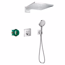 Description générale Le pack de douche thermostatique Hansgrohe Raindance E 300 offre une expérience de douche luxueuse avec  ...