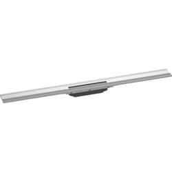 RainDrain Flex - Caniveau de douche linéaire avec grille en inox 900, installation contre le mur, découpable, inox brossé 56052800 - Hansgrohe