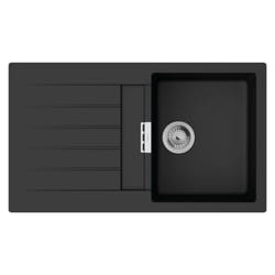 Evier 1 bac avec égouttoir 840 Hansgrohe S52 synthèse noir