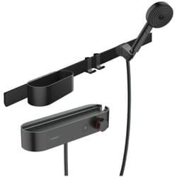 Pack mitigeur douche thermostatique encastré Hansgrohe WallStoris noir mat avec accessoires