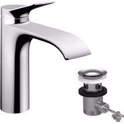 hansgrohe Vivenis 1x Mitigeur monocommande pour lavabo avec garniture de vidage à tirette saillie 146 mm Cette robinetterie e ...