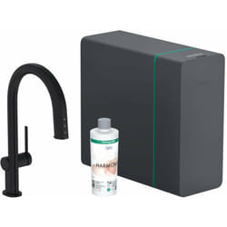 Hansgrohe - Aqittura M91 - Mitigeur d'évier avec bec extractible, SodaSystem, sBox, noir mat 76836670