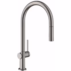 Mitigeur de cuisine Talis M54 couleur : chrome noir brossé montage monotrou commande à levier hauteur du robinet 435 mm Comfo ...