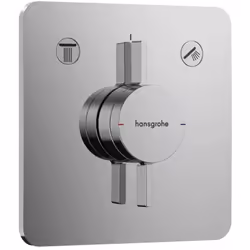 Robinetterie encastrée DuoTurn Q, pour 2 sorties finition chrome rosace de recouvrement 155 x 155 x 7 mm rosette réglable à + ...