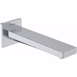 Bec de baignoire couleur chrome longueur du bec : 210 mm longueur totale 218 mm rosace de recouvrement carrée 68 x 68 mm débi ...