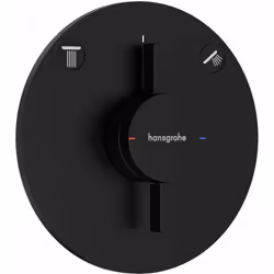 Robinetterie encastrée DuoTurn S,pour 2 sorties finition : noir mat rosace de recouvrement Ø 155 mm rosette réglable à +/- 3° ...