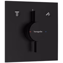 Robinetterie encastrée DuoTurn E, pour 2 sorties finition : noir mat rosace de recouvrement 155 x 155 x 7 mm rosette réglable ...