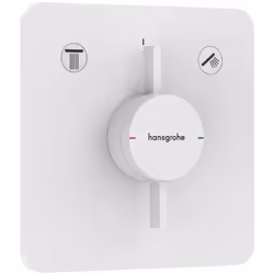Robinetterie encastrée DuoTurn Q, pour 2 sorties couleur: blanc mat rosace de recouvrement 155 x 155 x 7 mm rosette réglable  ...