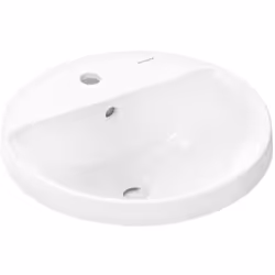 Lavabo Xuniva S couleur : blanc matériau : céramique sanitaire diamètre 450 mm profondeur intérieure 130 mm avec trop-plein a ...