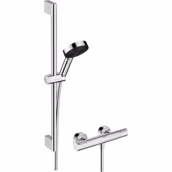 hansgrohe Pulsify Select S 1 x set de douche montage mural Taille de la pomme de douche : 105 mm Type de jet : PowderRain, In ...
