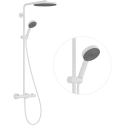 Hansgrohe - Pulsify s Puro - Set de douche avec thermostat, diamètre 26 mm, 3 jets, blanc mat 24236700