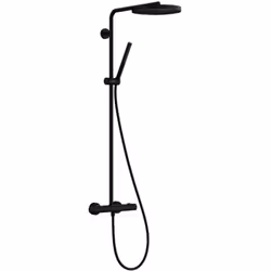 Ensemble de douche murale Pulsify S Puro contient ecostat Thermostat fin couleur : noir mat SafetyStop - arrêt de sécurité à  ...