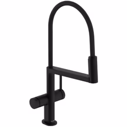 Robinet de cuisine à levier Semi-Pro, 3 jets version : noir mat, noir bouton de sélection - commutation pratique de PowderSpr ...