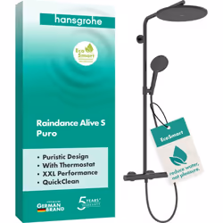 hansgrohe Raindance Alive S PURO 1 x système de douche 300 1jet EcoSmart avec élément Ecostat se compose de : douche de tête, ...