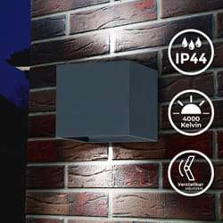 Telefunken - Applique murale LED d'extérieur Up & Down - 11x10x10cm - applique murale carrée mur de maison façade 2 flammes sortie de lumière