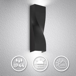 Applique murale led d'extérieur Up & Down - 26x8x4cm - Applique murale d'extérieur 2 flammes salle de bain mur maison métal-verre IP44 5,5W 550lm