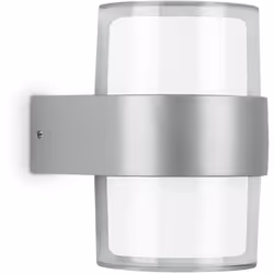 Cette lampe murale exterieure aLED en couleur argentee a un design attrayant dans un look Matt. La forme de la lampe murale L ...