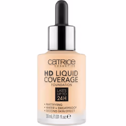 CATRICE Fond de teint HD Liquid Coverage, 002 Porcelain Beige, 30 ml, Flacon compte-gouttes, Liquide, Universel, Matifiant, L ...