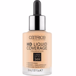 CATRICE HD Liquid Coverage, Flacon compte-gouttes, Liquide, Universel, Matifiant, Toutes couleurs de peau, Beige