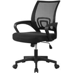 Yaheetech - Chaise de Bureau Ergonomique à Hauteur Réglable Fauteuil de Bureau Inclinable Siège et Base Plus Larges avec roulettes Pivotantes Noir