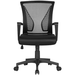 Chaise Bureau avec Siège Dossier en Maille Respirante Hauteur Réglable Fauteuil d'Ordinateur Inclinable à roulettes Pivotantes Charge 136kg Noir