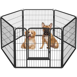 Yaheetech 6 Panneaux Parc Enclos pour Chiens Chiots Lapins Métal 80 x 80 cm Noir