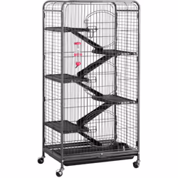 Description générale Grande cage à 6 niveaux pour rongeurs (furets, chinchillas, écureuils, lapins...) avec 3 portes frontale ...