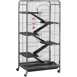 Yaheetech Grande Cage pour Rongeurs/Furets/écureuils/Chinchillas - 6 Niveaux 64 x 44 x 131 cm Noir