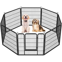 Yaheetech - 8 Panneaux Parc Enclos pour Chiens Chiots Lapins Métal 80 x 80 cm Noir
