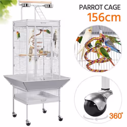Grande Cage Perroquet Volière Spacieuse pour Oiseaux Cacatoès Perruches 665 x 656 x 1565 cm Total Blanc - Yaheetech