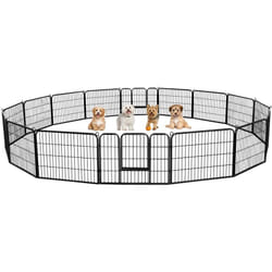 16 Panneaux Parc Enclos pour Chien Chiot Lapin Rongeur 80 cm l x 60 cm h Clôture Extérieur Canard en Métal Pliable Sans Toit - Yaheetech