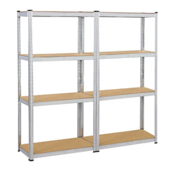 Yaheetech - Lot de 2 Étagères de Rangement Charge Lourde Meuble de Garage Ratelier Cuisine Salon 80 × 40 × 160 cm Acier Galvanisé mdf Capacité de